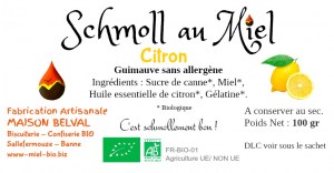 Schmoll au miel bio et citron (guimauve artisanale)