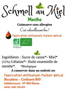 Schmoll au miel bio et à la menthe (guimauve artisanale)